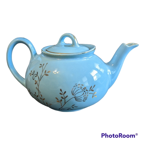 🎶🎶VTG 40's Porcelain Blue W Gold Floral Design "Tea For 2" Musical Teapot🎶🎶 - Picture 3 of 12